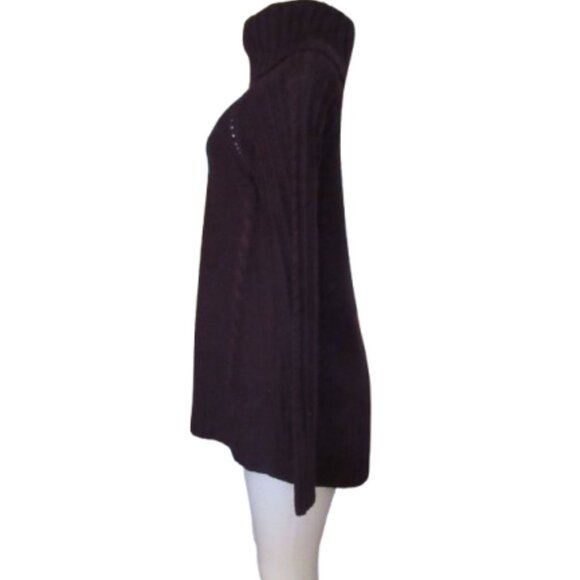 Goode Rider Dark Burgundy Wool Cable Knit Turtleneck Sweater SZ M - Picture 4 of 6